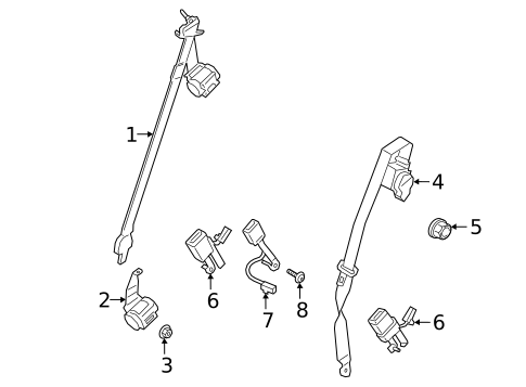 Second Row Seat Belts for 2020 Ford Expedition #0