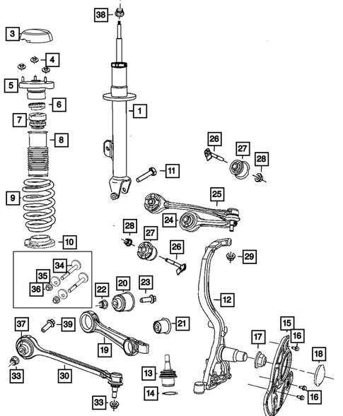 Front Suspension, Strut and Cradle for 2017 Chrysler 300 #0