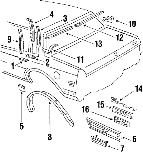 Exterior Trim - Quarter Panel for 1987 Buick Century #0