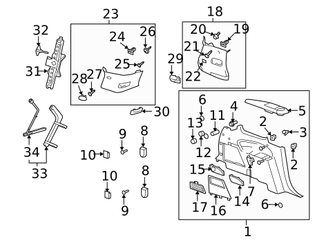 Interior Trim - Quarter Panels for 2008 Saturn Outlook #0