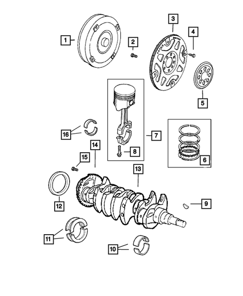 Crankshaft, Piston, Drive Plate, Flywheel, and Damper for 2008 Chrysler PT Cruiser #0