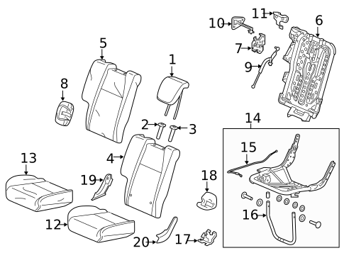 Rear Seat Components for 2019 Honda Fit #1