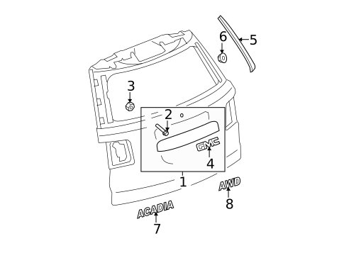 Exterior Trim - Lift Gate for 2007 GMC Acadia #0