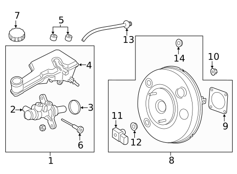 Master Cylinder - Components On Dash Panel for 2014 Lincoln MKZ #0