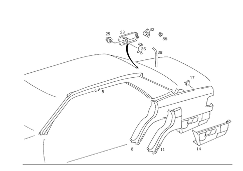 Roof Panelling, Rear Fenders for 1988 Mercedes-Benz 300E #0