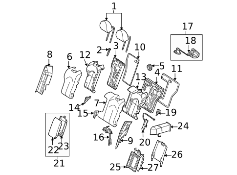 Rear Seat Components for 2007 Mercedes-Benz CLK350 #0