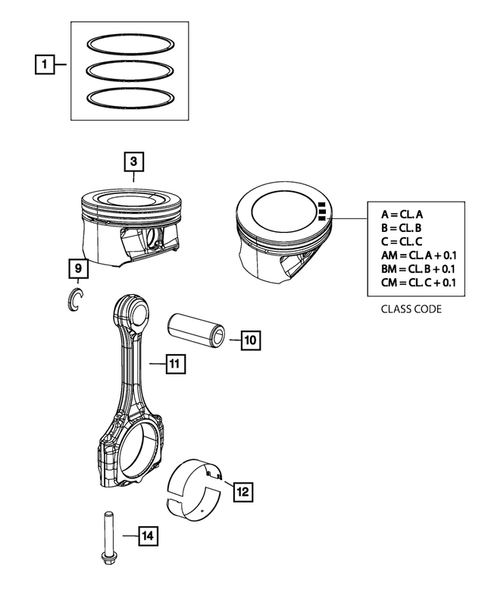 Crankshaft, Piston, Drive Plate, Flywheel, and Damper for 2017 Fiat 500X #1