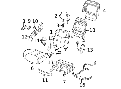 Passenger Seat Components for 2012 Nissan Maxima #0