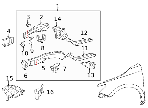 Structural Components & Rails for 2016 Toyota Camry #3