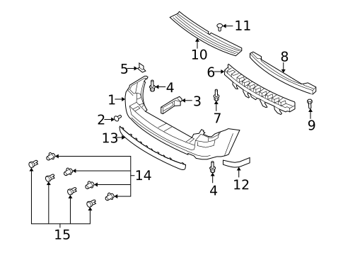 Bumper & Components - Rear for 2011 Mercury Mariner #0