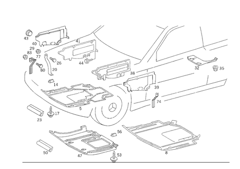 Engine Compartment Panelling, Gasoline Vehicles for 1989 Mercedes-Benz 300TE #0