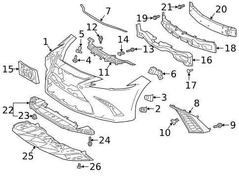 Bumper & Components - Front for 2023 Lexus ES300h #0