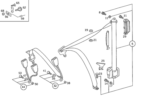 Rear Seat Safety Belt for 1988 Mercedes-Benz 300E #0