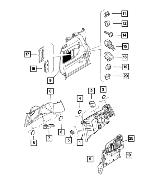 Panels-Moldings-Scuff Plates, Pillar, Cowl, 1/4 Panel Trim and Cargo Covers for 2015 Jeep Renegade #0