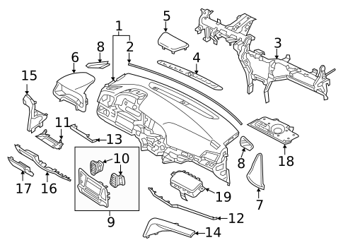 Instrument Panel Components for 2020 Hyundai Elantra #1