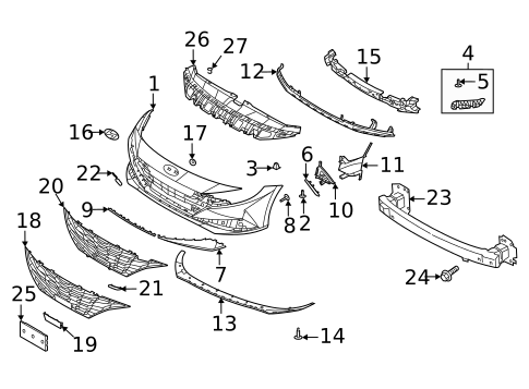 Bumper & Components - Front for 2023 Hyundai Elantra #0