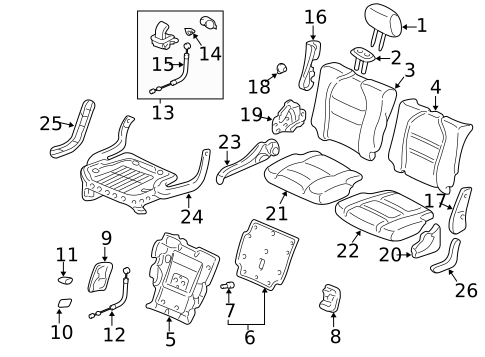 Rear Seat Components for 2008 Honda Pilot #1