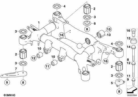 Rear Axle with Suspension for 2005 BMW 545i #1