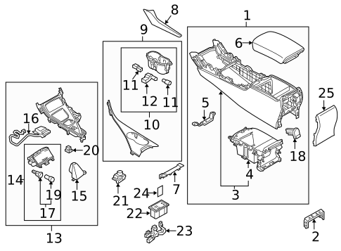 Center Console for 2019 INFINITI Q70 #2