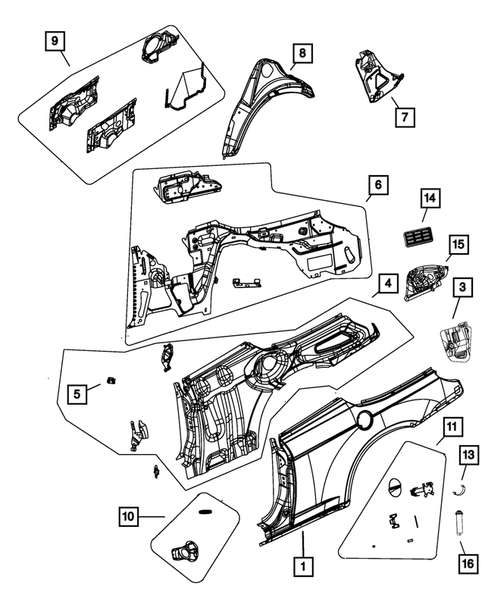 Aperture Panel and Pillar Supports for 2014 Chrysler 200 #1