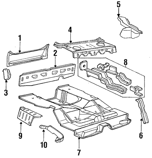Rear Floor & Rails for 1990 Mercury Topaz #0