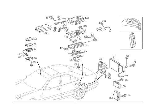 Car Phone, Voice Control System and Distress Call for 1999 Mercedes-Benz E430 #0