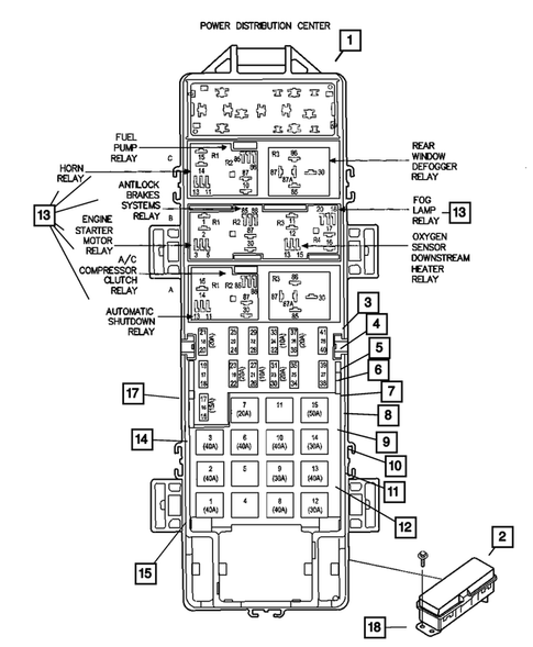 Power Distribution Center, Fuse Block, Junction Block, Relays and Fuses for 2011 Jeep Wrangler #0