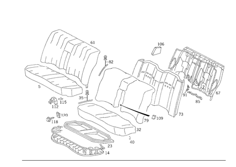Rear Seat Cushion, Rear Backrest for 1986 Mercedes-Benz 300E #1