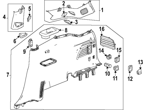 Interior Trim - Quarter Panels for 2025 GMC Acadia #0