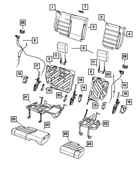 Rear Seats - Second Row for 2013 Jeep Wrangler #0