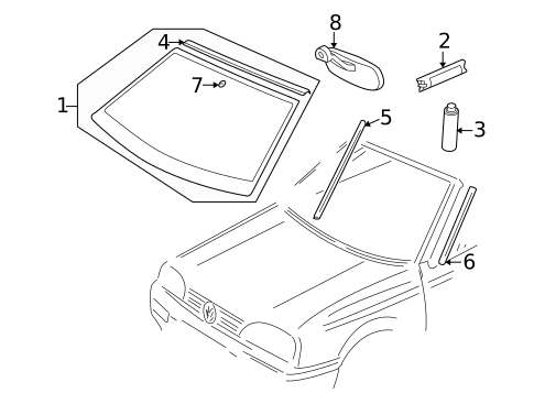 Glass - Windshield for 1999 Volkswagen Cabrio #1