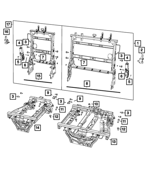 Rear Seats - Third Row - Adjusters, Recliners, Shields and Risers for 2019 Chrysler Pacifica #1