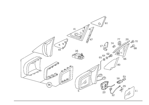 Outside Rearview Mirror on Driver Side for 1993 Mercedes-Benz 500SEL #1