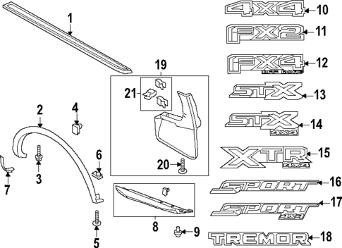 Exterior Trim - Pick UP Box for 2019 Ford Ranger #1