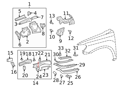 Structural Components & Rails for 2009 Toyota Highlander #1