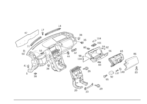 Instrument Panel with Glove Box, Body Parts for Passenger Airbag for 1998 Mercedes-Benz E430 #2