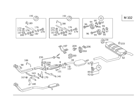 Exhaust System on Gasoline Vehicles for 1988 Mercedes-Benz 300TE #0