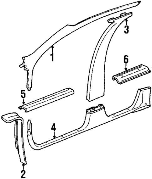 Interior Trim - Pillars for 1995 Oldsmobile Achieva #0