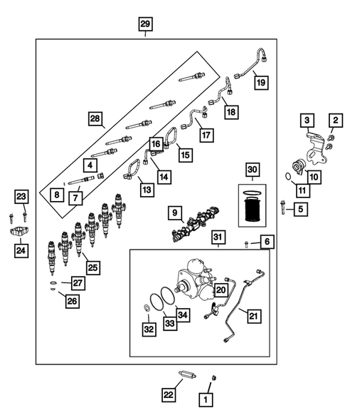 Fuel Rail and Injectors for 2019 Ram 3500 #1