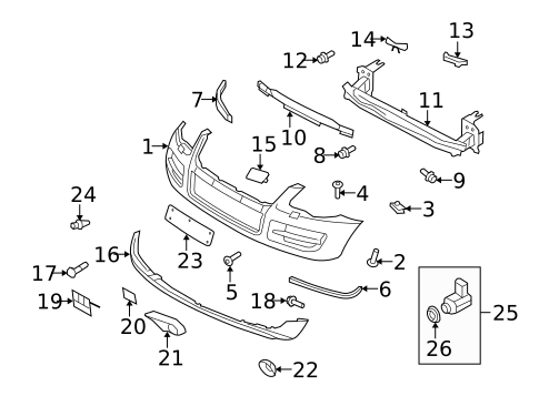 Bumper & Components - Front for 2007 Volkswagen Touareg #1