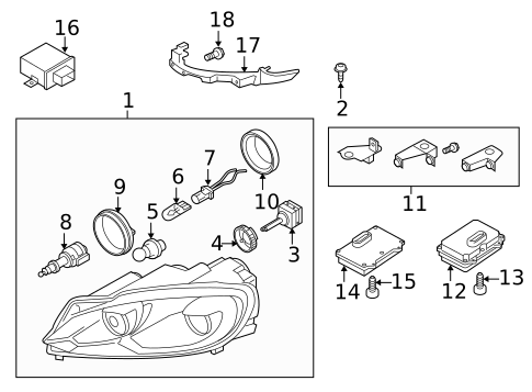 Headlamp Components for 2011 Volkswagen Golf #1