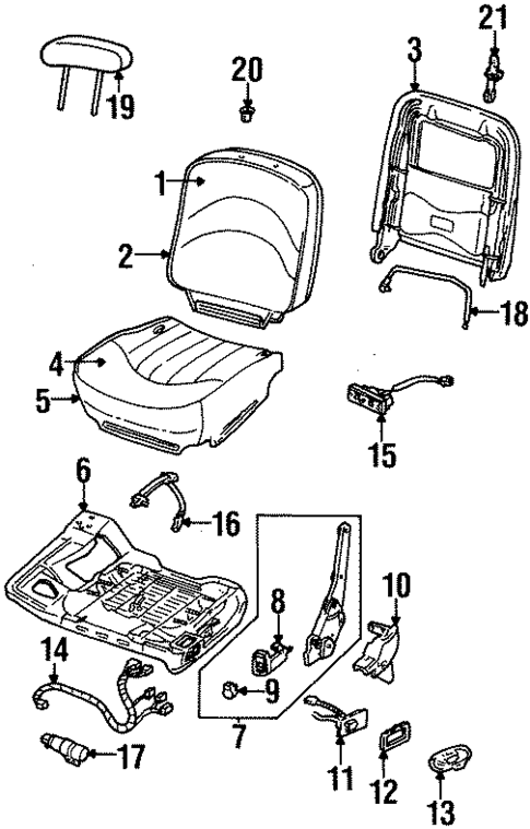 Front Seat Components for 1997 Mercury Grand Marquis #1