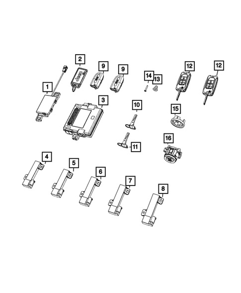 Keys, Modules and Engine Controllers for 2021 Jeep Compass #0