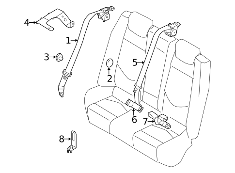 Rear Seat Belts for 2013 Kia Forte #0