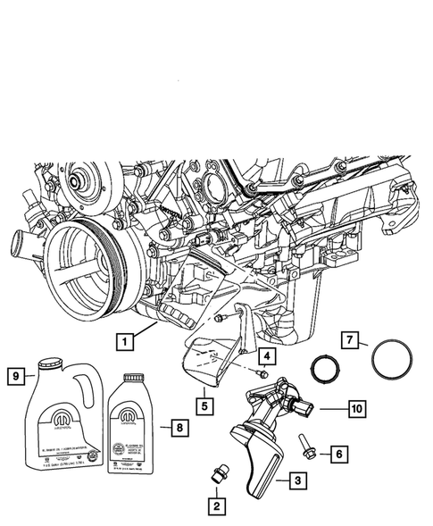 Engine Oiling, Oil Pan and Indicator (Dipstick) for 2008 Jeep Commander #0