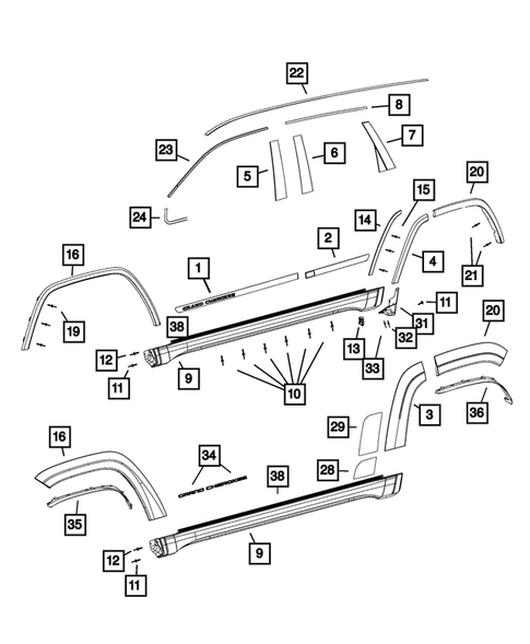 Moldings and Ornamentation for 2014 Jeep Grand Cherokee #0