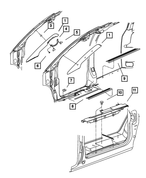 Panel-Mouldings, Scuff Plates for 2007 Dodge Caravan #0