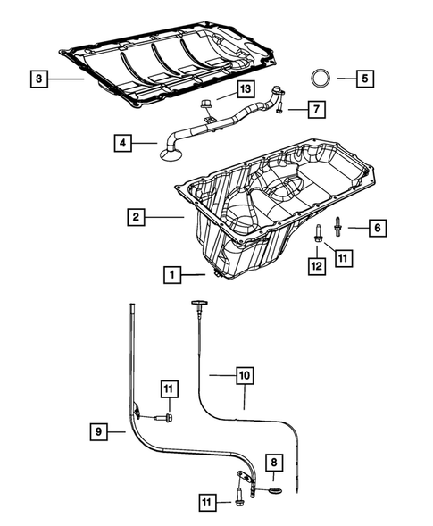 Engine Oiling, Oil Pan and Indicator (Dipstick) for 2008 Jeep Commander #1