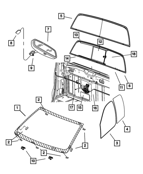 Glass and Interior Rear View Mirror for 2009 Dodge Ram 3500 #1