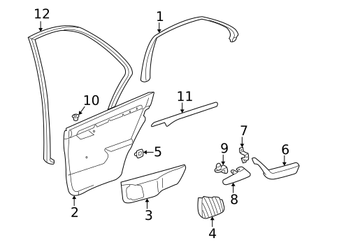 Interior Trim - Rear Door for 1994 Mercedes-Benz C220 #0